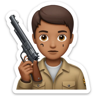 As un emoji con pistola en la mano sticker