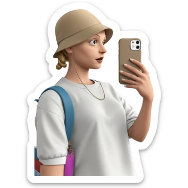 girl with phone and bag sticker