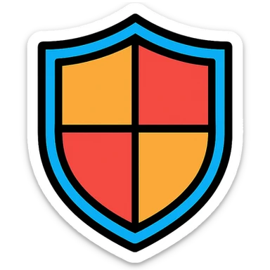 shield icon, lineal color icon with black outlines, classic emblem look, no text sticker