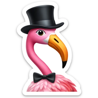 Flamingo in dress with top hat sticker