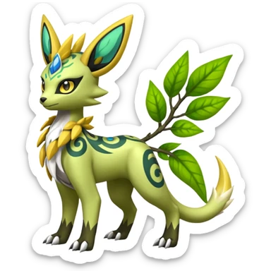 Tribal Exotic Ivy Planty Meloetta-Zygarde-Zeraora-Renamon-Protogen-Palkia-hybrid-fusion-Fakémon-creature, full body sticker