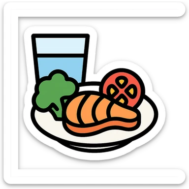 A healthy meal with a glass of water sticker