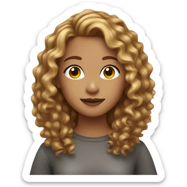 girl with brown curly hair blonde highlights  sticker
