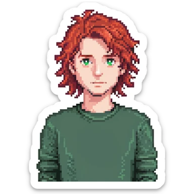 Young man with red hair finds money on the street and his wife is watching it sticker