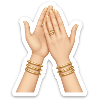 Two hands in a engagement sticker