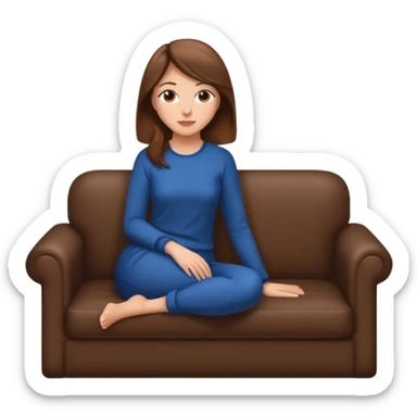 side view of woman sitting on sofa sticker