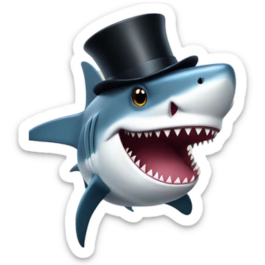 Shark with a top hat sticker