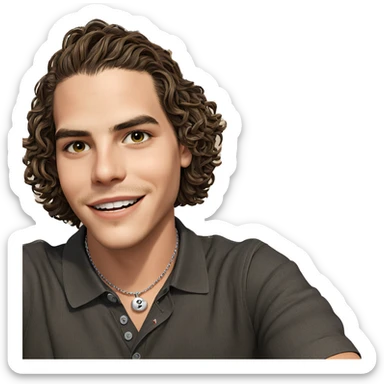 smiling boy outdoors with necklace sticker