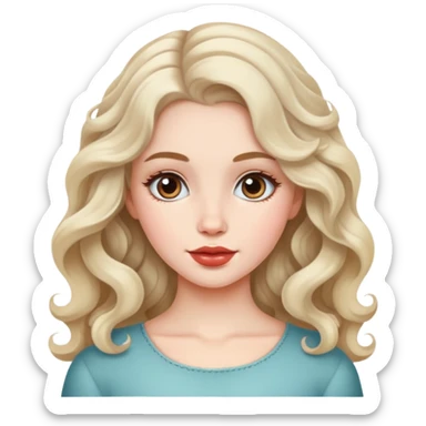 White skinned, wavy hair, coqquette, pretty faced girl sticker