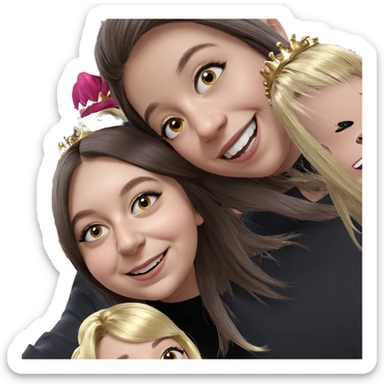 girls with crowns and smiles sticker