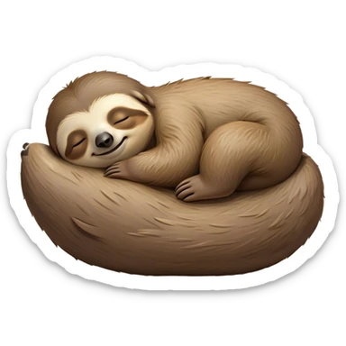 Meme-Worthy cute Sleeping Sloth Portrait Emoji, Head resting peacefully with a contented smile, showcasing a luxuriously soft, fuzzy form and eyes gently closed in serene slumber, Simplified yet comically adorable features, highly detailed, glowing with a soft, drowsy glow, high shine, relaxed and utterly lovable, stylized with an air of playful laziness, bright and heartwarming, soft glowing outline, capturing the essence of a sleeping sloth that feels destined to become the next viral icon of adorable rest! sticker