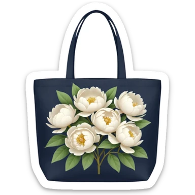 canvas tote bag filled with white peonies  sticker