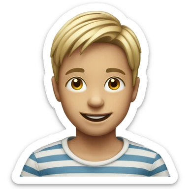 smiling boy in striped shirt sticker