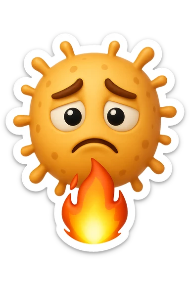 EMOJI STILE IPHONE 3D DI BATTERI INTESTINALI 3D CON ESPRESSIONE TRISTE  IN VOLTO MENTRE SOTTO DI LORO BRUCIA UNA FIAMMA, FAGLI ANCHE LA PARTE BIANCA DEGLI OCCHI, NON SOLO LA PUPILLA sticker