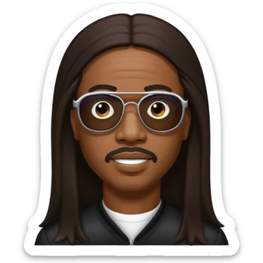 Stevie Wonder with dark brown long hair sticker