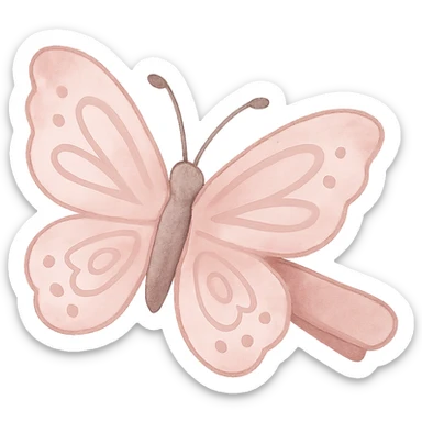 pink butterfly hairclip, digital illustration sticker