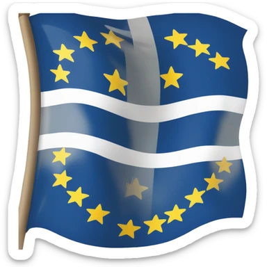 A flag with blue dominant color, text inside "FREE" sticker