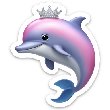 A pink dolphin with tiaras  sticker