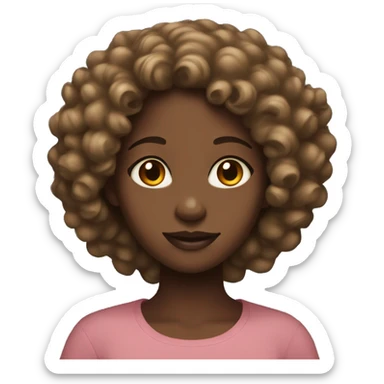 Black girl with light  brown eyes and curly gair sticker
