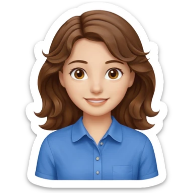 brown hair, hazel eyes, blue shirt, wavy hair pretty girl sticker