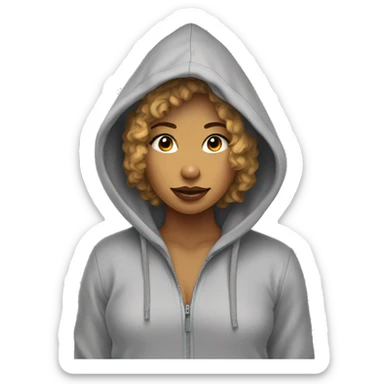 Human in hoodie with head of a hot and sexy female Golden doodle   sticker