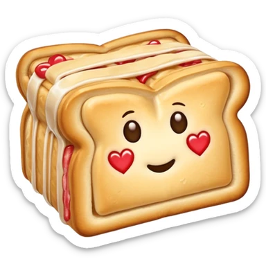 Toaster strudel pastry with hearts sticker