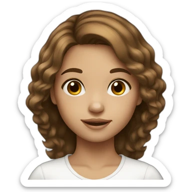 Kid Girl Brown hair white sticker