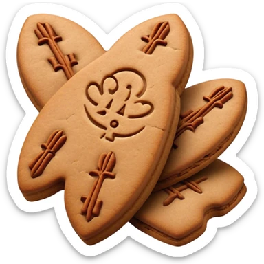 Cinematic Realistic Speculaas Biscuit Emoji, featuring spiced, crisp cookies rendered with lifelike detail and warm, aromatic lighting. sticker