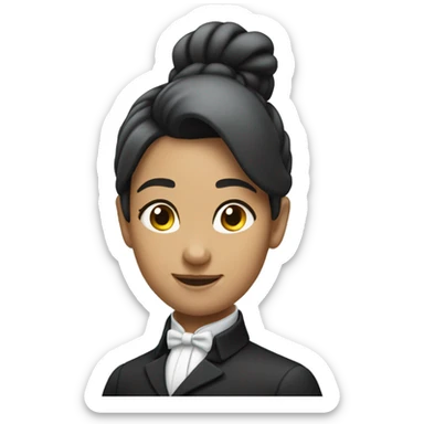 female butler with hair in ponytail sticker