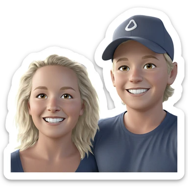smiling boy in baseball cap sticker