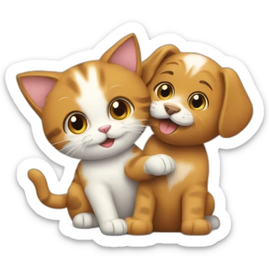 cat playing with a dog sticker