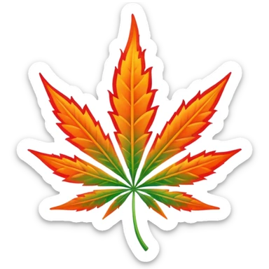 Cannabis leaf with rotation design on out with flame sticker