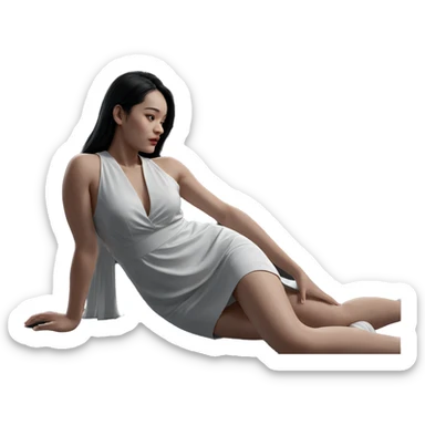 girl in white dress sticker