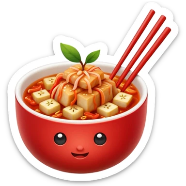 baechu kimchi with chopsticks, apple emoji style, closely matching reference photo sticker