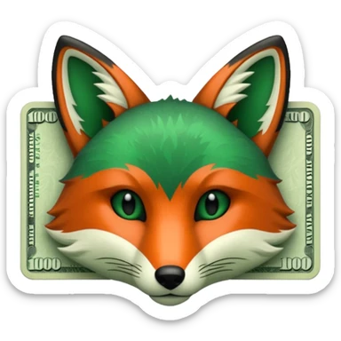 make 100 dollar bill with a fox head silhouette  sticker