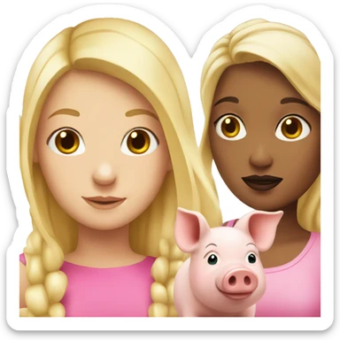 Blonde girl and a pig sticker