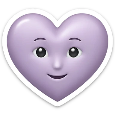 apple style emoji heart in pale grayish lavender, simple and soft sticker