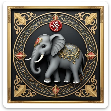 Republican Party Elephant but in a Game Of Thrones Intro Sigil Form - in a square picture frame sticker