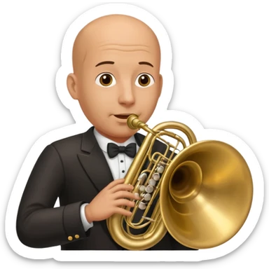 große Tuba, von gltzköpfigen Mann gespielt sticker