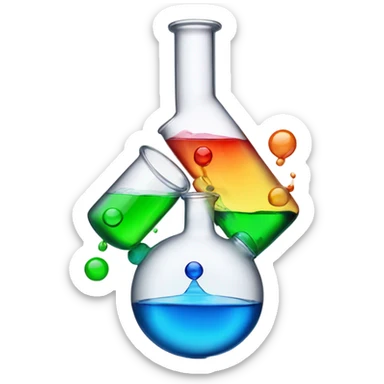 chemical flasks pure chemicals one into another sticker