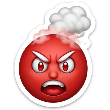 monochromatic red emoji face with angry expression and steam  sticker
