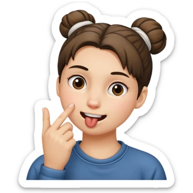 Una persona con moño , mordiéndose el dedo  sticker