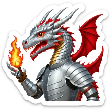 Caballero peleando contra dragón sticker