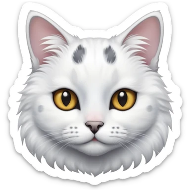 white cat with black tail and grey spots on his face  sticker