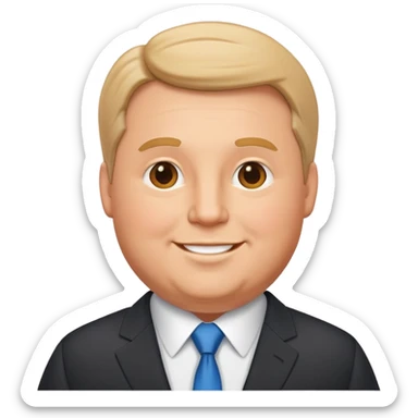 highly detailed happy plump white man in business suit, refined features, realistic proportions sticker