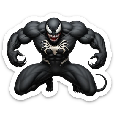 Venom character crawling, no chest logo, simplified style sticker