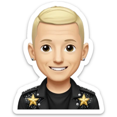 Chester Bennington with blonde hair, black sequin tour outfit  sticker