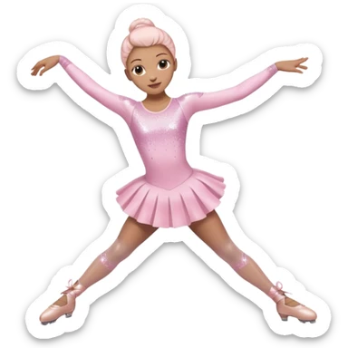 A pretty and beautiful pastel pink Figure Skater emoji  sticker