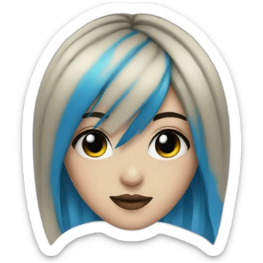 Emo girl with eyeliner and blue hair sticker