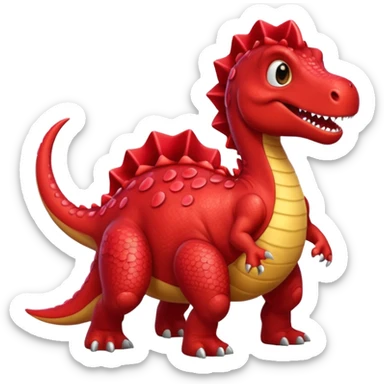 Red dinosaur with bows sticker
